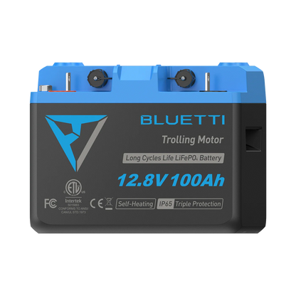 Bluetti trolling motor battery on a white background