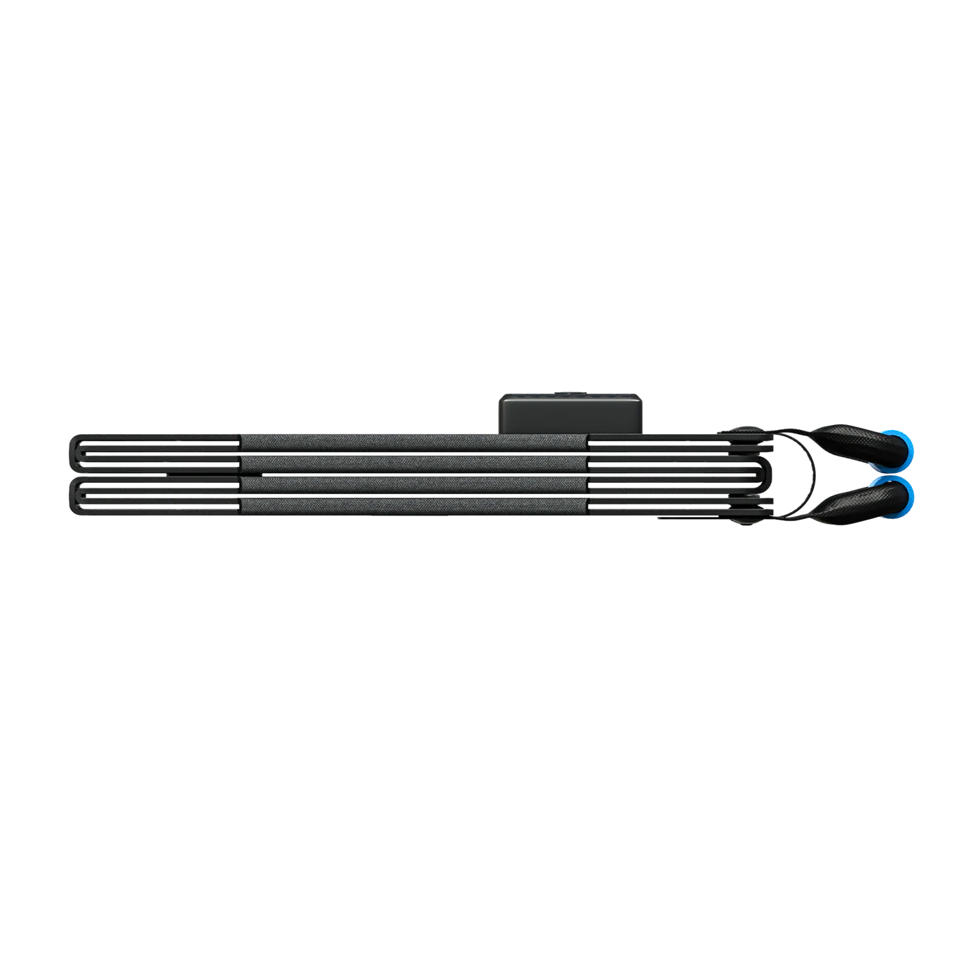 Black metal rod with attachments on a white background